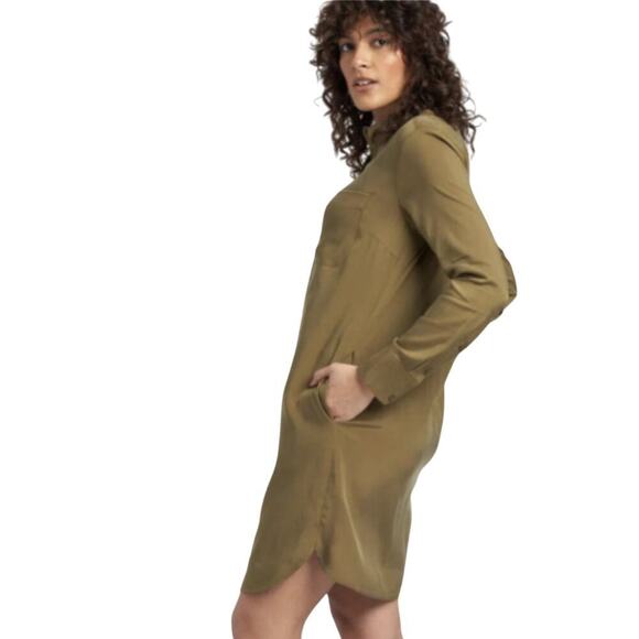 NWT‎ Universal Standard Women's Cupro Rubicon Shirt Dress in Military Olive 2XS - Picture 1 of 6